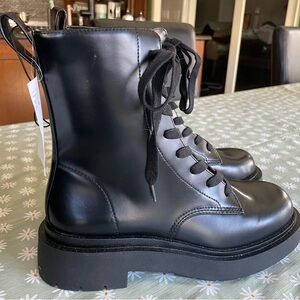H&M women’s Black Combat ankle Boots size 7 -NEW
